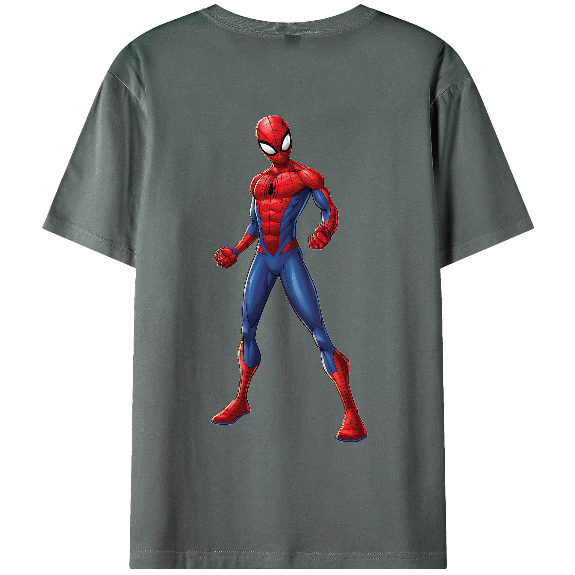 （画像用） Spider Man スパイダーマン 綿100％ メンズ半袖Tシャツ（バックプリント） 通気性